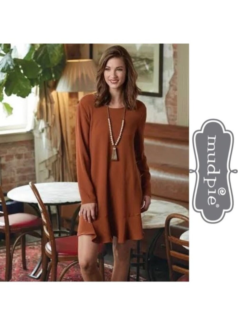 Mudpie | Women's Rust Fashion Jesse Flounce Dress | Size Small